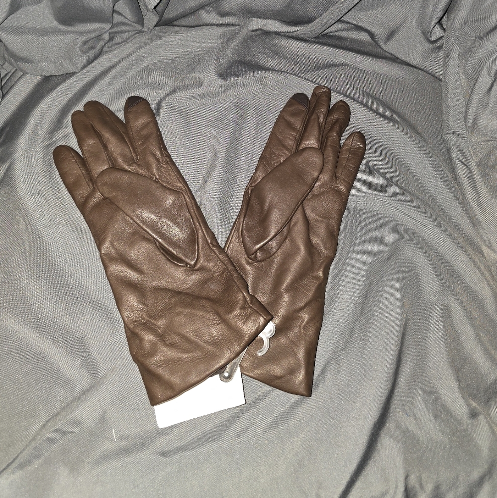 Saks Fifth Avenue Brown Leather Gloves